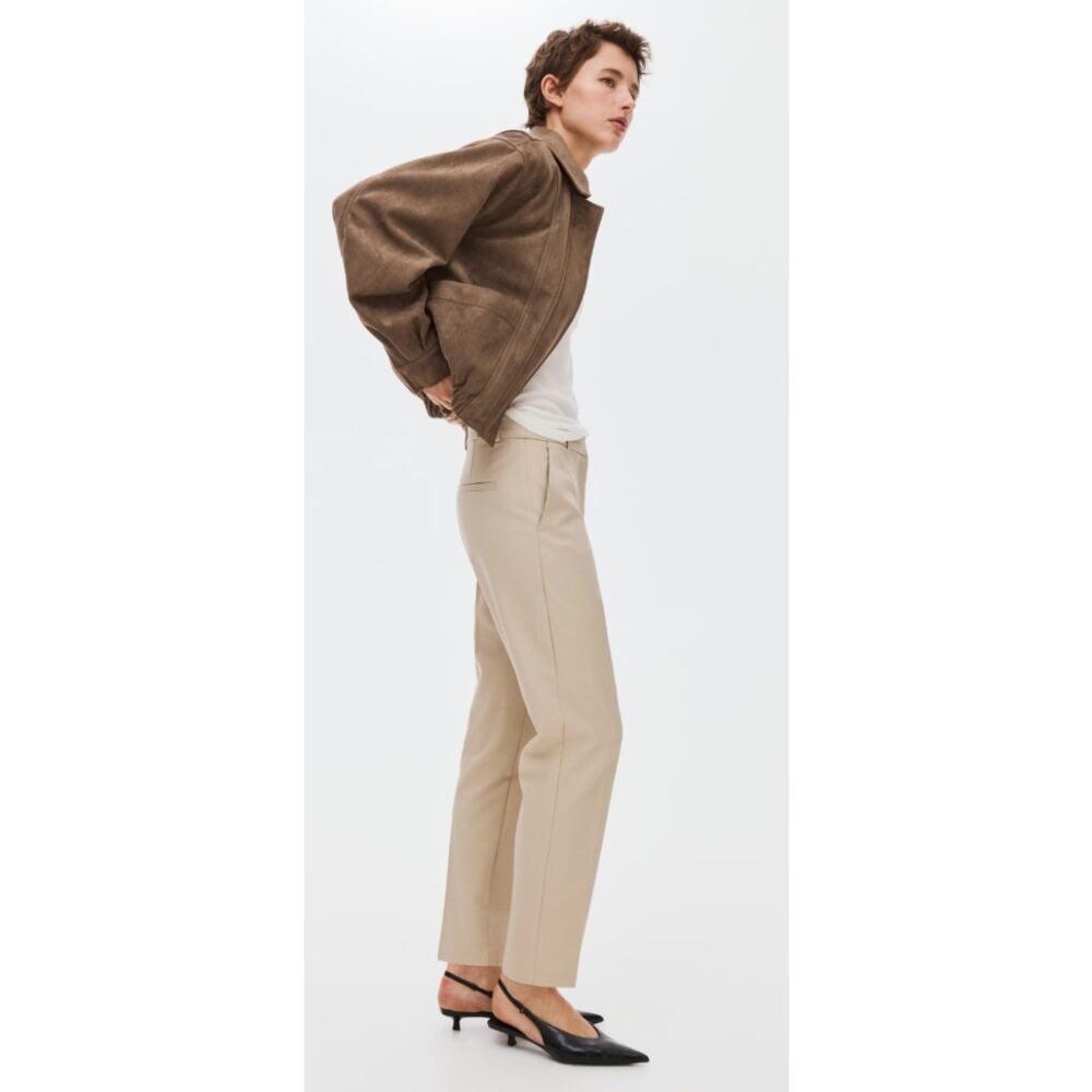 H&M Elastic Regular Waist Ankle Length Stretch Pants in Light Beige Size 10 NWT